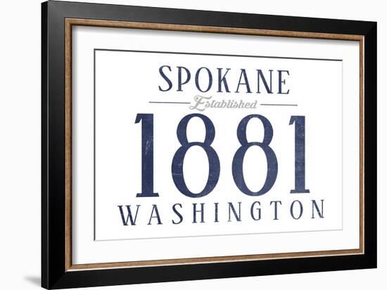 Spokane, Washington - Established Date (Blue)-Lantern Press-Framed Art Print