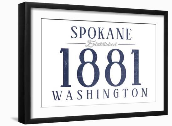 Spokane, Washington - Established Date (Blue)-Lantern Press-Framed Art Print