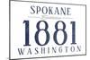Spokane, Washington - Established Date (Blue)-Lantern Press-Mounted Art Print
