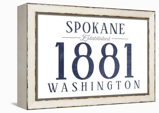 Spokane, Washington - Established Date (Blue)-Lantern Press-Framed Stretched Canvas