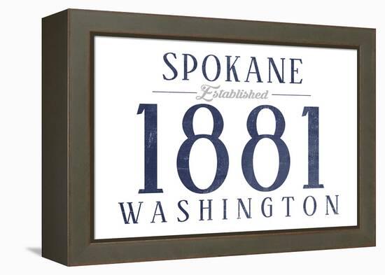 Spokane, Washington - Established Date (Blue)-Lantern Press-Framed Stretched Canvas