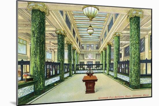 Spokane, Washington, Interior View of the Old National Bank-Lantern Press-Mounted Art Print