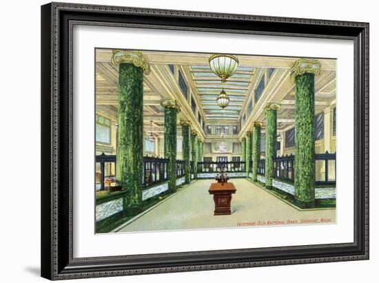 Spokane, Washington, Interior View of the Old National Bank-Lantern Press-Framed Art Print