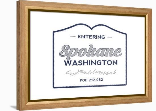 Spokane, Washington - Now Entering (Blue)-Lantern Press-Framed Stretched Canvas