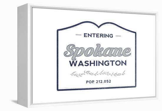 Spokane, Washington - Now Entering (Blue)-Lantern Press-Framed Stretched Canvas