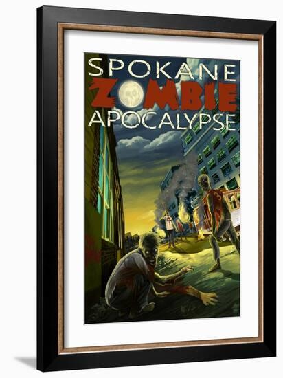 Spokane, Washington - Zombie Apocalypse-Lantern Press-Framed Art Print