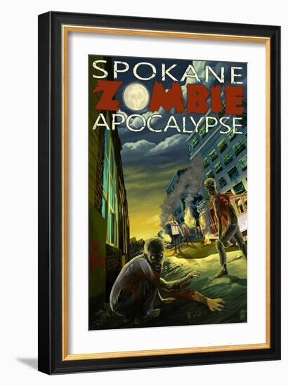 Spokane, Washington - Zombie Apocalypse-Lantern Press-Framed Art Print