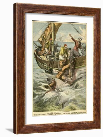 Sponge Diver Loses Leg to a Shark-Paul Dufresne-Framed Art Print