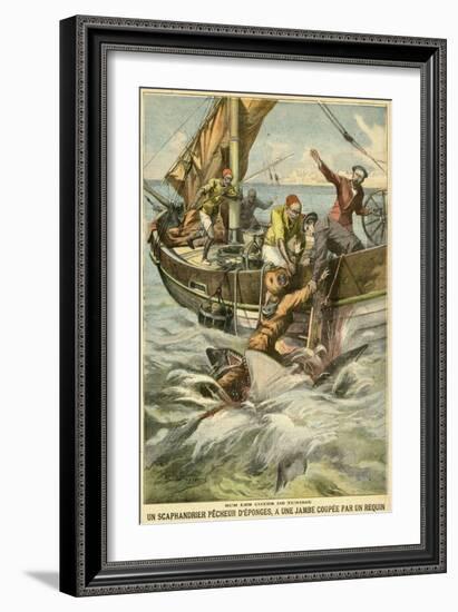 Sponge Diver Loses Leg to a Shark-Paul Dufresne-Framed Art Print