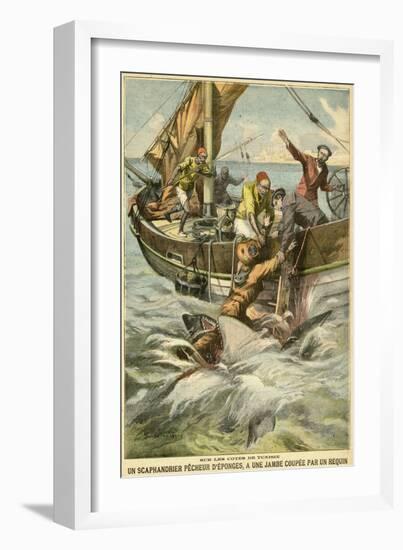 Sponge Diver Loses Leg to a Shark-Paul Dufresne-Framed Premium Giclee Print