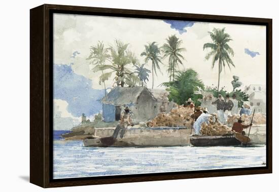 Sponge Fisherman, Bahamas-Winslow Homer-Framed Premier Image Canvas