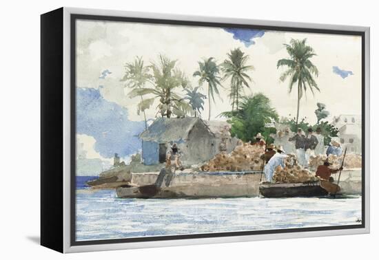 Sponge Fisherman, Bahamas-Winslow Homer-Framed Premier Image Canvas