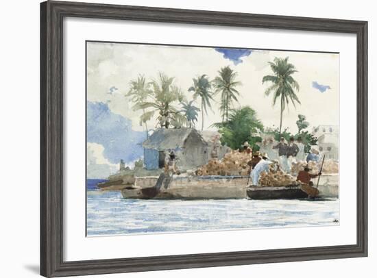 Sponge Fisherman, Bahamas-Winslow Homer-Framed Giclee Print