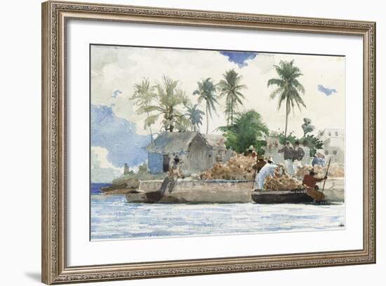 Sponge Fisherman, Bahamas-Winslow Homer-Framed Giclee Print