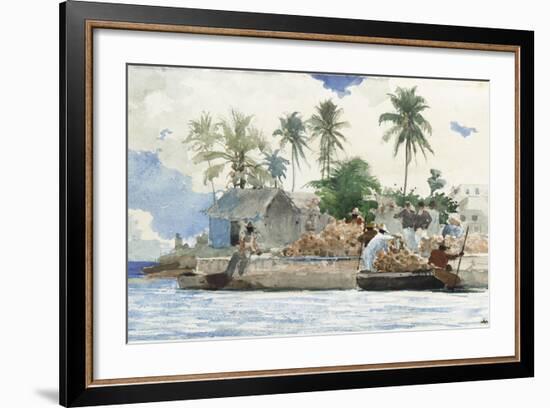 Sponge Fisherman, Bahamas-Winslow Homer-Framed Giclee Print