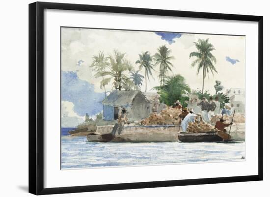 Sponge Fisherman, Bahamas-Winslow Homer-Framed Giclee Print