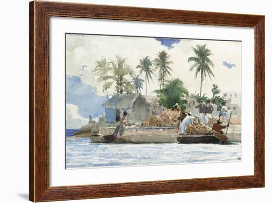 Sponge Fisherman, Bahamas-Winslow Homer-Framed Giclee Print