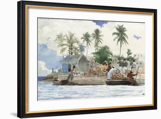 Sponge Fisherman, Bahamas-Winslow Homer-Framed Giclee Print