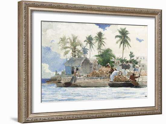 Sponge Fisherman, Bahamas-Winslow Homer-Framed Giclee Print