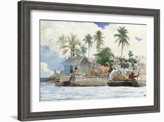 Sponge Fisherman, Bahamas-Winslow Homer-Framed Giclee Print