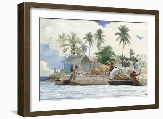 Sponge Fisherman, Bahamas-Winslow Homer-Framed Giclee Print