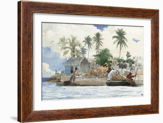 Sponge Fisherman, Bahamas-Winslow Homer-Framed Giclee Print