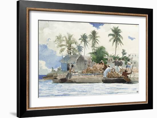 Sponge Fisherman, Bahamas-Winslow Homer-Framed Giclee Print