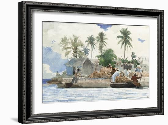 Sponge Fisherman, Bahamas-Winslow Homer-Framed Giclee Print