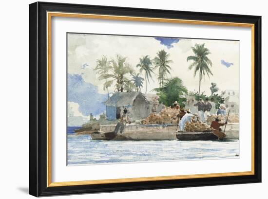 Sponge Fisherman, Bahamas-Winslow Homer-Framed Giclee Print