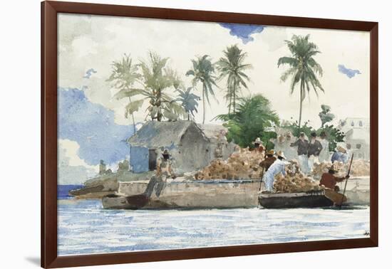 Sponge Fisherman, Bahamas-Winslow Homer-Framed Giclee Print