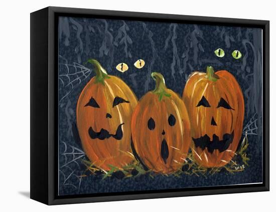 Spooky Eyes Halloween Pumpkins-sylvia pimental-Framed Stretched Canvas