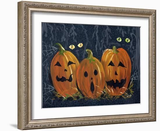 Spooky Eyes Halloween Pumpkins-sylvia pimental-Framed Art Print