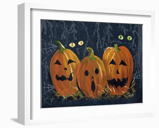 Spooky Eyes Halloween Pumpkins-sylvia pimental-Framed Art Print