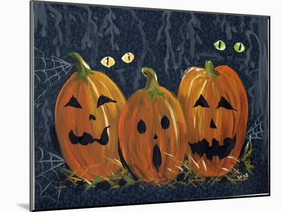 Spooky Eyes Halloween Pumpkins-sylvia pimental-Mounted Art Print