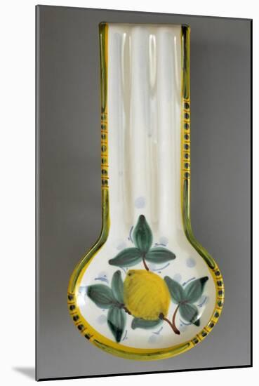 Spoon Rest Decorated with Lemon, Ceramic, Di Liberto Manufacture, Caltagirone, Sicily, Italy-null-Mounted Giclee Print