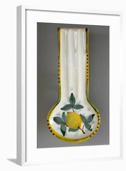 Spoon Rest Decorated with Lemon, Ceramic, Di Liberto Manufacture, Caltagirone, Sicily, Italy-null-Framed Giclee Print