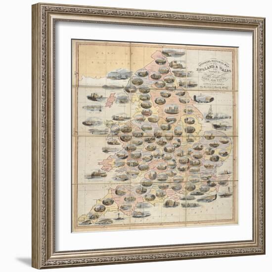 Spooner's Pictorial Map of England and Wales: As an Amusing and Instructive Game for Youth, 1844-William Spooner-Framed Giclee Print