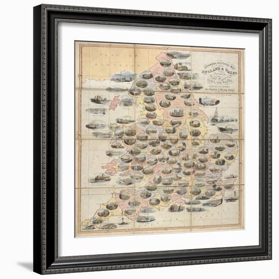 Spooner's Pictorial Map of England and Wales: As an Amusing and Instructive Game for Youth, 1844-William Spooner-Framed Giclee Print