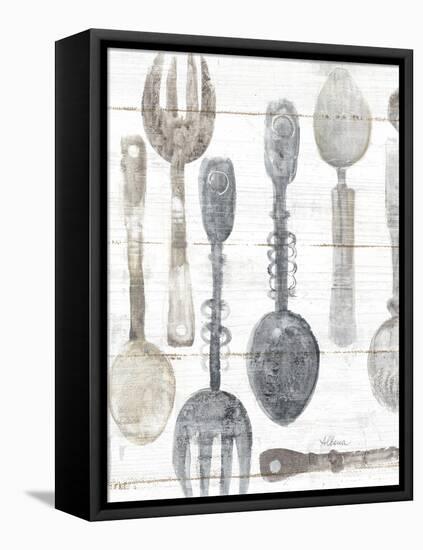 Spoons and Forks II Neutral-Albena Hristova-Framed Stretched Canvas