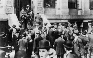 Anxious Crowds Outside the White Star Line Office, 1912 by Sport & General