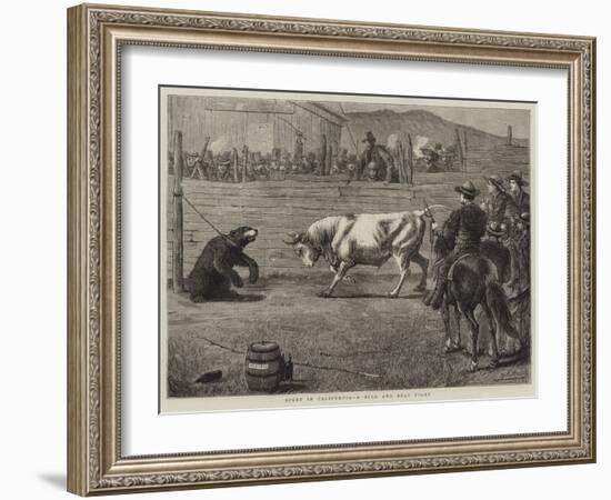 Sport in California, a Bull and Bear Fight-Samuel Edmund Waller-Framed Giclee Print