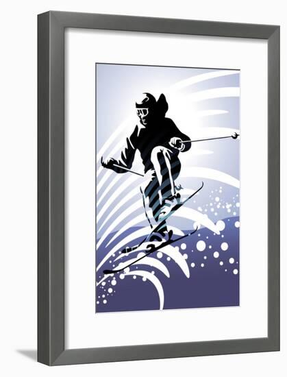 Sport Set: Downhill Skiing-UltraPop-Framed Art Print