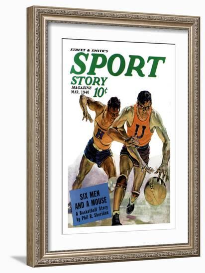 Sport Story Magazine: Six Men and a Mouse-null-Framed Art Print