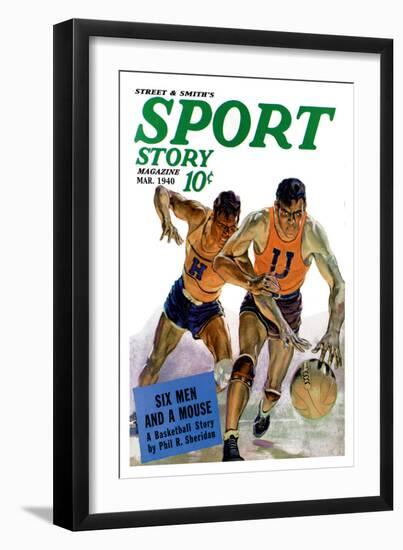 Sport Story Magazine: Six Men and a Mouse-null-Framed Art Print