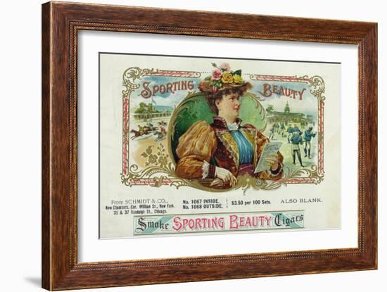 Sporting Beauty Brand Cigar Inner Box Label, Horse Racing-Lantern Press-Framed Art Print