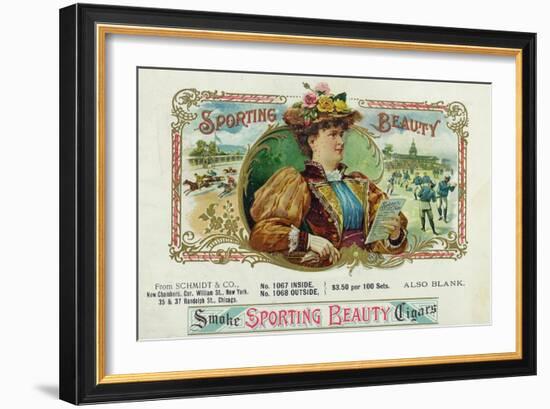 Sporting Beauty Brand Cigar Inner Box Label, Horse Racing-Lantern Press-Framed Art Print