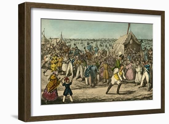 'Sporting in France- Mr. Jorrocks beats the Baron for Speed', 1838-Henry Thomas Alken-Framed Giclee Print