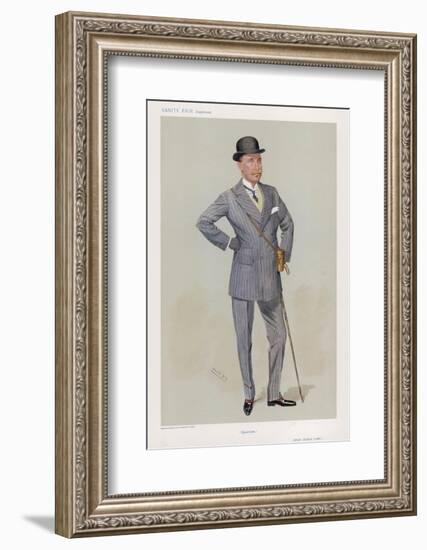 Sporting Major Eustace Loder in a Double-Breasted Pin- Stripe Suit with Trousers That Taper-Spy (Leslie M. Ward)-Framed Photographic Print