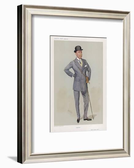 Sporting Major Eustace Loder in a Double-Breasted Pin- Stripe Suit with Trousers That Taper-Spy (Leslie M. Ward)-Framed Photographic Print