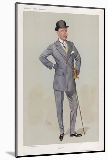 Sporting Major Eustace Loder in a Double-Breasted Pin- Stripe Suit with Trousers That Taper-Spy (Leslie M. Ward)-Mounted Photographic Print
